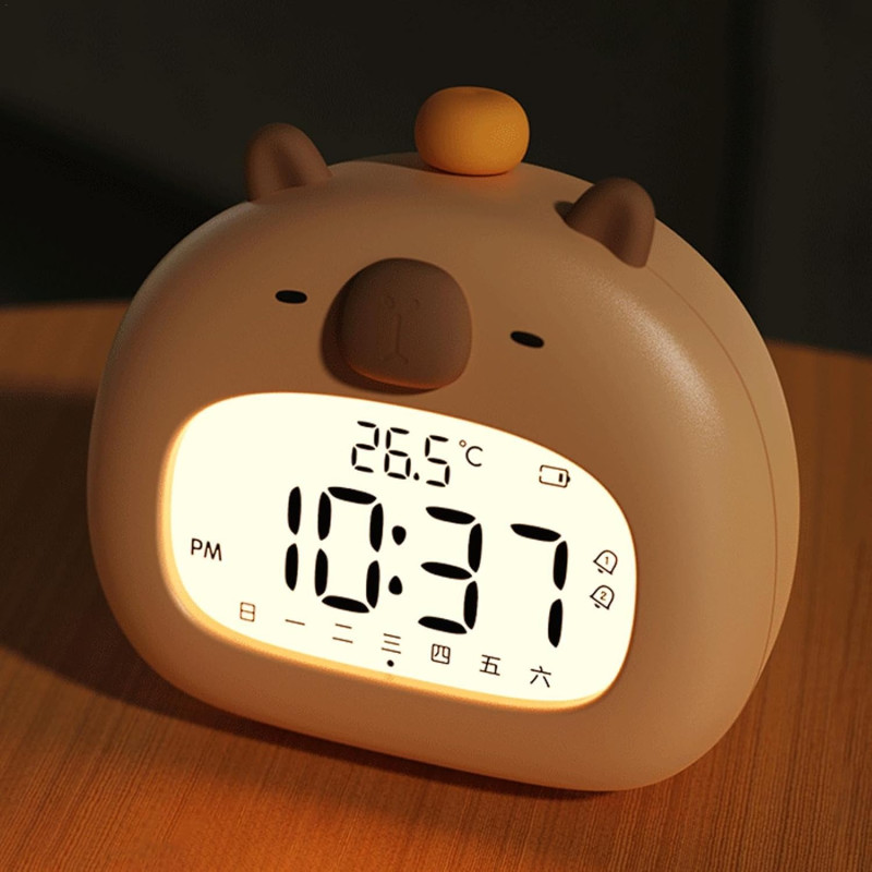 Capybara Digital Alarm Clock | Night Light & Sleep Trainer with Snooze
